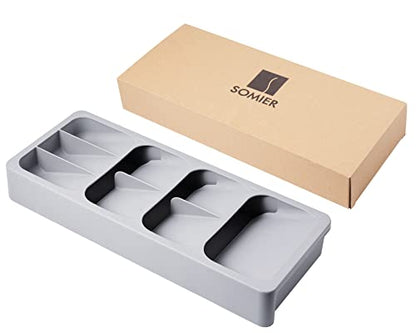 Expandable Kitchen Drawer Organizer, Adjustable Cutlery Trays and Utensil Holder, Kitchen Drawer Dividers Storage for Silverware, Flatware, Knives, Spoons, Gray