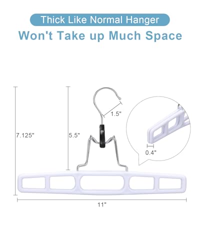 12 Pack Pants-Hangers Skirt-Hangers, Plastic Pant-Hangers-for-Women Men, Pants-Hangers-Space-Saving, Clamp Hangers-for-Pants Jeans Shorts Tie Belt