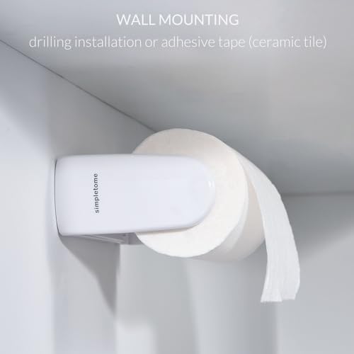 ONE Hand Tear Paper Towel Holder Under Cabinet/Wall for 9.4-11inch, White | adaptive adjustable tension arm | tear one/more sheets at one time | adhesive or drilling | abs plastic | easy to replace