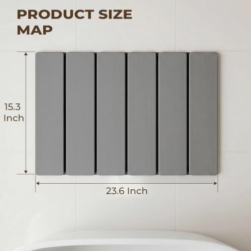 Foldable Stone Bath Mat, Non-Slip & Quick Dry Diatomaceous Earth Bath Mat, Natural Super Absorbent Stone Mat Bathroom Easy to Clean | Suitable for Shower, Bathroom, 23.6 x 15.3” - Dark Gray