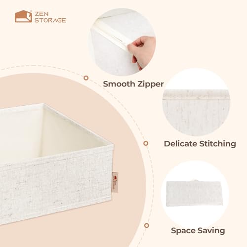 ZenStortage Cotton Linen Baby Drawer Organizers for Nursery, 12Pack Beige | Natural Cotton Linen Fabric, 3 Sizes for Flexible Combinations, Skin-Friendly Material, Foldable Zipper Design