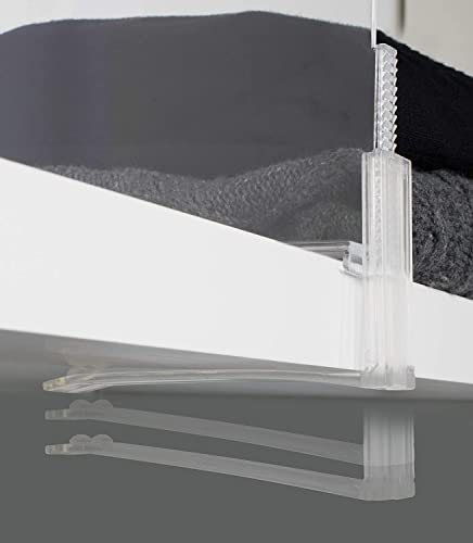 Richards Homewares Acrylic Shelf Dividers - Purse, Sweaters Organizer for Closet - Clear Separators Closet Shelf Organizer - 4 Pack Adjustable up to 2.5” Thick