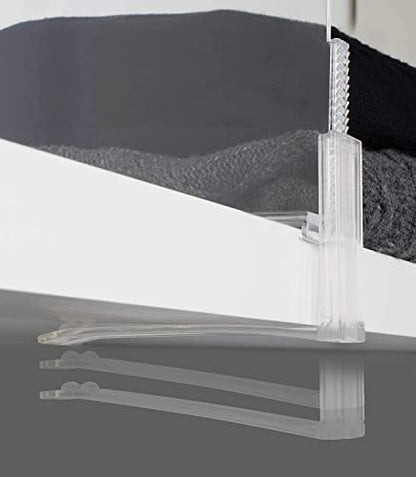 Richards Homewares Acrylic Shelf Dividers - Purse, Sweaters Organizer for Closet - Clear Separators Closet Shelf Organizer - 4 Pack Adjustable up to 2.5” Thick