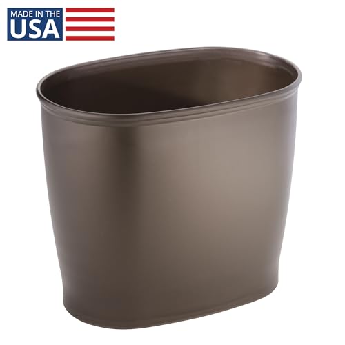 iDesign Slim Plastic Bathroom Trash Can, Bronze | Small Garbage Bin, For Bedroom, Office, Desk, Dorm