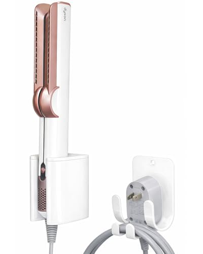 Dyson Airwrap Holder, Aluminum Curling Iron Holder Wall Mount for Dyson Airwrap/Airstraight/Shark Flex Style, Flat IronHolder for Bathroom Storage, White Chochoyah