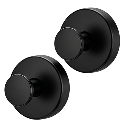 2026 Upgraded Drill-Free Suction Cup Hooks, Stainless Steel Shower Hooks for Bathroom, Glass, Mirror & Wall, Heavy Duty Towel Holder, Removable Waterproof Hooks(2BLACK)