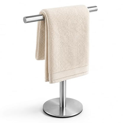 Bath Hand Towel Holder Standing, 13 Inch T-Shape Towel Bar Rack Stand, SUS304 Stainless Steel Brushed Finish,Tower Bar for Bathroom Kitchen Vanity Countertop