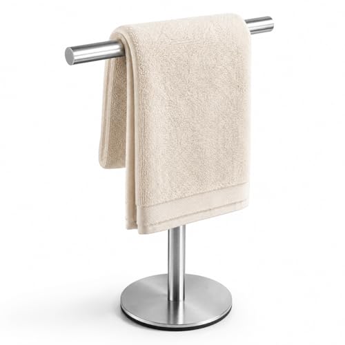 Bath Hand Towel Holder Standing, 13 Inch T-Shape Towel Bar Rack Stand, SUS304 Stainless Steel Brushed Finish,Tower Bar for Bathroom Kitchen Vanity Countertop