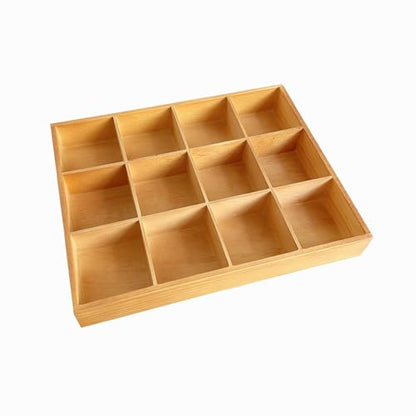 Organizer Box Solid Wood Storage Tray Desktop Display Organizer | Display Holder 12 Compartments Divider Box for Jewelry Office Supplies Antique Home Decor Craft Organization (Vintage Color)