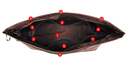 Vercord Handbag Purse Tote Pocketbook Organizer Insert Zipper Closure 11 Pockets 3 Sizes Many Colors