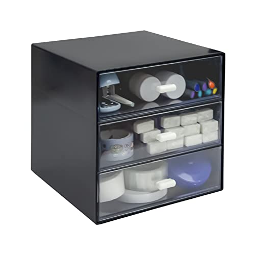 Desk Organizer with Drawer, Desk Storage Box (3 dr... (Black | Plastic)