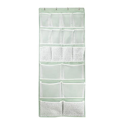 18 Pockets Over the Door Organizer with 4 Kind Pockets,Behind Door Shoes Rack,Back of Closet Storage Organization for Socks,Hat,Underwear,Luggage Packing,Hanging Holder Shelf in Home Dorm,Travel,Green