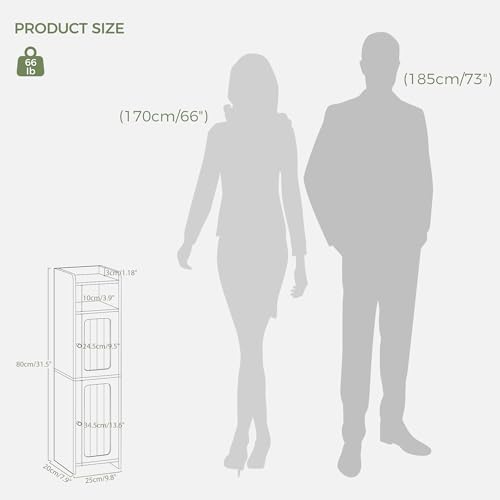 BEWISHOME Slim Bathroom Storage Cabinet, 2 Doors Small Bathroom Cabinet | Storage Cabinet with Adjustable Shelves, Narrow Toilet Paper Cabinet 7.9"D x 9.8"W x 31.5"H, for Small Spaces, White YYG13W