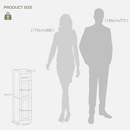 BEWISHOME Slim Bathroom Storage Cabinet, 2 Doors Small Bathroom Cabinet | Storage Cabinet with Adjustable Shelves, Narrow Toilet Paper Cabinet 7.9"D x 9.8"W x 31.5"H, for Small Spaces, White YYG13W