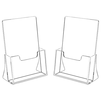 Brochure Holder 8.5 x 5.5 inches, Acrylic Flyer Holder with 2 Pack, Plastic Stands for Displaying Magazines, Pamphlets, Literature, Brochures, Booklets, Menu