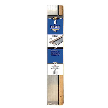 MD Building Adjustable Aluminum & Hardwood Threshold, Silver, 36in
