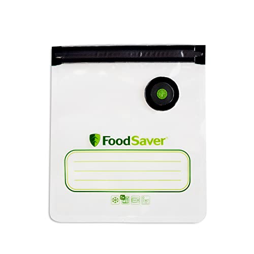 FoodSaver Reusable Quart Vacuum Zipper Bags, 10 Count, BPA-Free, Microwave Safe, Leakproof