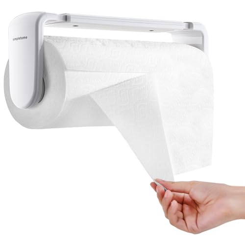 ONE Hand Tear Paper Towel Holder Under Cabinet/Wal... (White | ABS Plastic)
