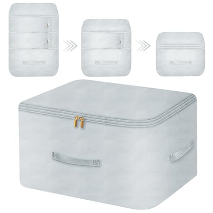 Ultra Space Saving Self Compression Organizer, Comforter Storage Bag for Clothes, Blankets, Pillows, Duvet, Comforters, Bedding Sets and Much More (Gray,X-L - 54 * 42 * 60cm)
