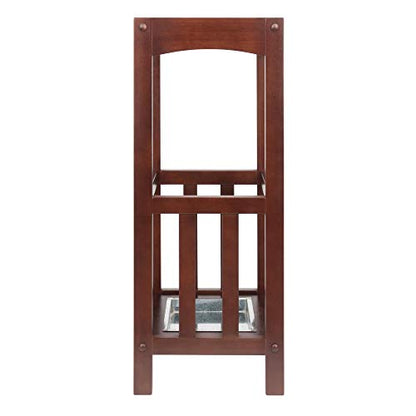 Winsome Rex Umbrella Stand with Metal Tray, Walnut (94712)