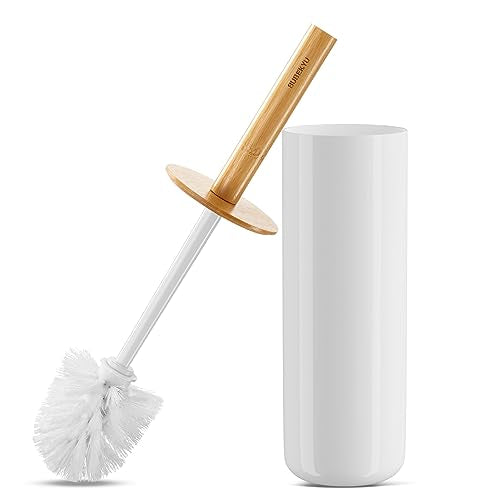 SUBEKYU Toilet Brush, Toilet Bowl Brush and Holder Set, Bathroom Toilet Bowl Cleaner Scrub Brush Set Scrubber for Deep Cleaning, White