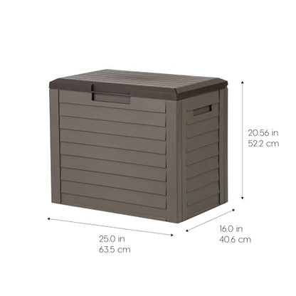 IRIS USA 35 Gallon Outdoor Deck Box, Lockable, Weather-Resistant, Brown | UV-Protected, Waterproof Resin, Patio Storage for Cushions, Garden Tools & Packages