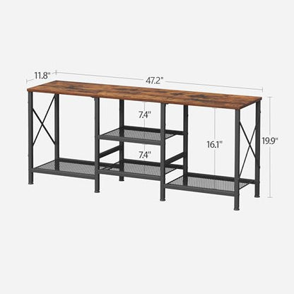 TV Stand for 55 Inch TV, Entertainment Center with 3-Tier Open Shelves, TV Console Table for Living Room, Bedroom, Rustic Brown