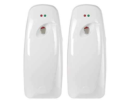 Automatic Air Freshener Spray Dispenser (2-Pack) Wall Mounted or Free Standing, Commercial and Home Use, Multiple Time Scent/Mist Release Settings for Room/Restroom Sprayer (White)