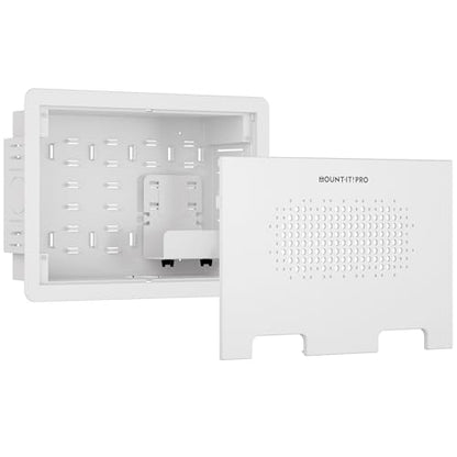Mount-It PRO 9" Recessed in-Wall TV Media Box, Ventilated, 22 lbs | WiFi Friendly, Fits 16" Studs, for Samsung One Connect, Apple TV, Roku, Fire TV Stick, Router, Cable Management Kit, White