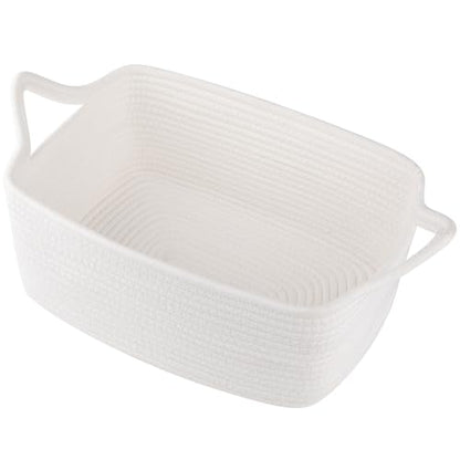 OIAHOMY Cotton Rope Gift Basket Empty with Bags & Ribbons, Woven Baby Shower Basket for Nursery & Pet Toys, Ideal Personalized Gift for Holidays, Birthdays & Decor, White