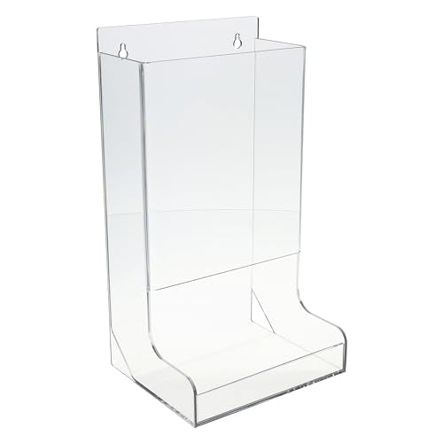 AHS Acrylic Glove Dispenser – Heavy-Duty Clear Holder for Gloves, Masks, Glasses, Shoe Covers, Hair Nets, Trash Bags & More | Freestanding Mount | 8.5"L x 7.2"W x 15.4"H | Pack of 1
