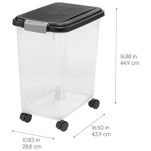 IRIS USA Dog Food Storage Container, Airtight, 30 lb Capacity, Wheels