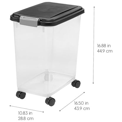 IRIS USA Dog Food Storage Container, Airtight, 30 lb Capacity, Wheels