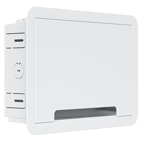 ECHOGEAR 9" in-Wall Media Box - Recessed Outlet & Network Enclosure - Works with Roku, Apple TV, Fire TV Stick, & Samsung One Connect Mini - WiFi Friendly Cable Management Kit