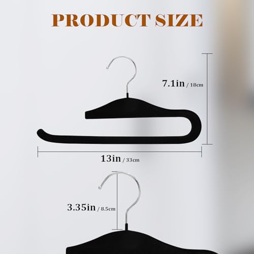 Velvet Pants Hangers,10 Pack Non Slip Space Saving Clothes Hanger, Heavy Duty Pants Hangers for Closet for Pants Jeans Skirts Tank Top Towel(Black)