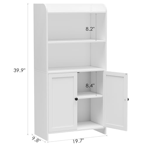 Small Bathroom Storage Cabinet, Toilet Paper Storage Cabinet | Bathroom Floor Cabinet with Doors and Shelves, Bathroom Organizers for Small Spaces, 9.8" D x 19.7" W x 39.9" H, White