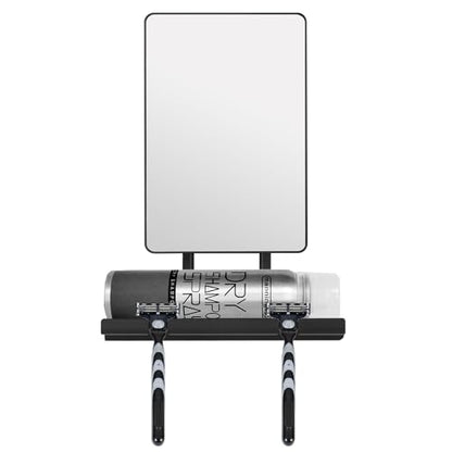 Fogless Shower Mirror, 360° Rotation Adjustable Shaving Mirror,Bathroom Shower Mirror with Multifunctional Storage Tray and Razor Holders