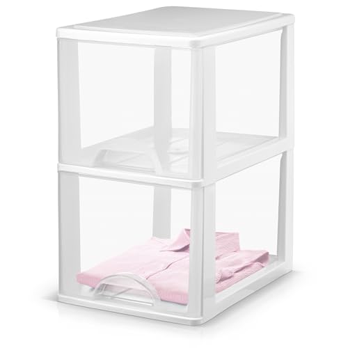 Plastic Small 2-Drawer Storage Organizer, Slim Nar... (White | Plastic)