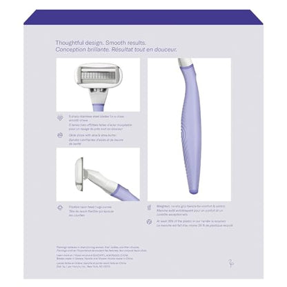 Flamingo Razors for Women, 1 Women's Razor Handle (Lilac), 13 Razor Five-Blade Refills, and 1 Shower Holder