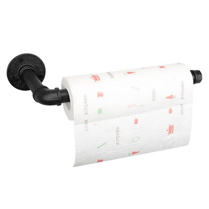 Industrial Iron Pipe Kitchen Paper Towel Holder, Vintage Farmhouse Heavy Duty DIY Industrial Rustic Wall Mount Paper Towel Rack for Kitchen Bathroom (1, Black)