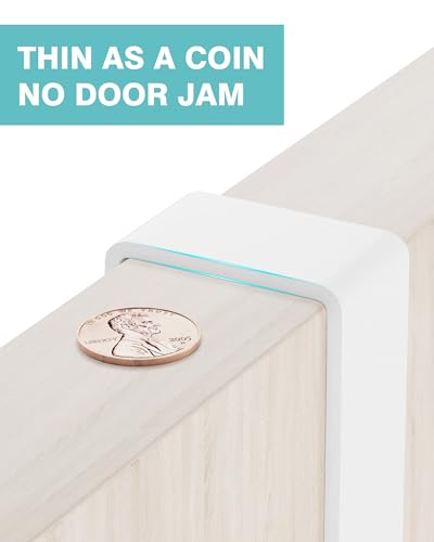 Mop and Broom Holder Wall Mount, No Drill Over the Door, White | 4 Slots & 4 Hooks, No Drill Setup, Wood and Metal Build, EVA Protection Pads, Secure Grip, Laundry Garage Closet Kitchen Use