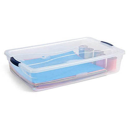 Rubbermaid Cleverstore 42 Quart Stackable Plastic Storage Bin with Lids for Garage, Closet, and Classroom, Clear, 4 Pack