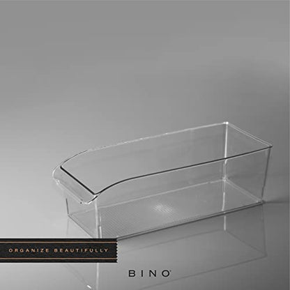 BINO | Plastic Storage Bins, Large | THE CURVE COLLECTION | Multi-Use Fridge / Freezer Organizer | Built-In Handle | BPA-Free | Pantry and Home Organization