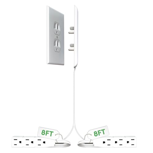 Sleek Socket Original & Patented Ultra-Thin Outlet Concealer with Cord Concealer Kit, Flat Extension Cord with Multi Outlets Power Strip, Ideal for Home Improvement, Hide Bulky and Messy Cords