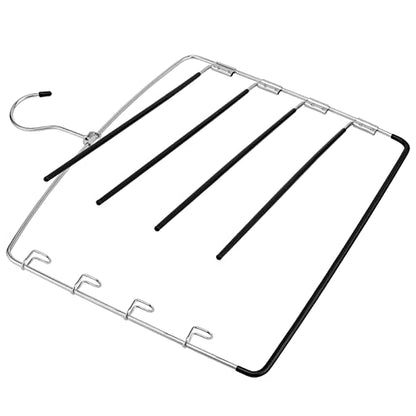 JAPCHET 6 Pack Non Slip Space Saving Pants Hangers - 5 Layers Stainless Steel Swing Arm Clothing Hangers Closet Organizer for Scarfs, Trousers, Ties, Black