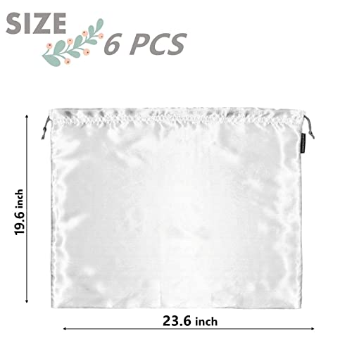 6 Pack Silk Dust Cover Bags for Handbags, Purses, Shoes & Boots - Dustproof Drawstring Bags - Travel Storage Pouches (White, 23.6 19.6 in)