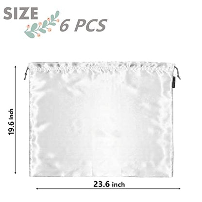 6 Pack Silk Dust Cover Bags for Handbags, Purses, Shoes & Boots - Dustproof Drawstring Bags - Travel Storage Pouches (White, 23.6 19.6 in)