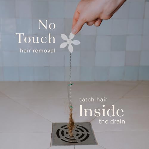 Shower Drain Hair Catcher – Disposable Bathroom Hair Trap, Easy to Install in Shower Drain Cover, Helps Prevent Clogs – As Seen on Shark Tank – White Flower (2-Pack)