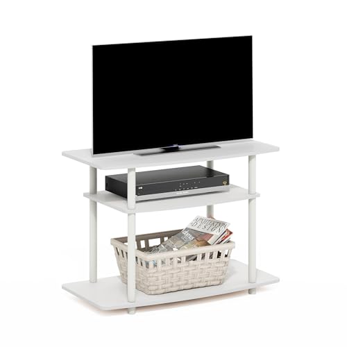 Turn-N-Tube TV Stand, 3-Tier No Tools Entertainmen... (White/White)