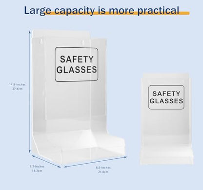 Acrylic Safety Glasses Dispenser, Holder for Industrial, Dental, Lab Setting Clear Stand or Wall Organizer, Visitor Safety Glasses Holder for Disposable Goggle Storage Glove